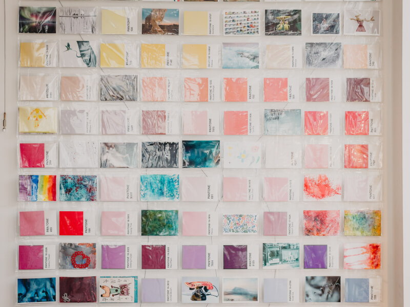 A decorative wall in the M.Y.O studio in London